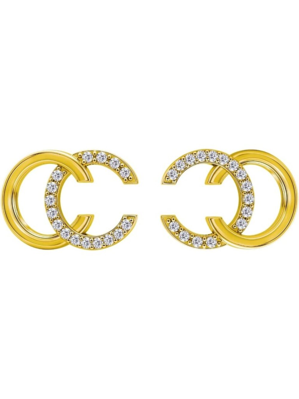Chic Gold Double C Stud Earrings for Women | Trendy Letter Design | Perfect Gift